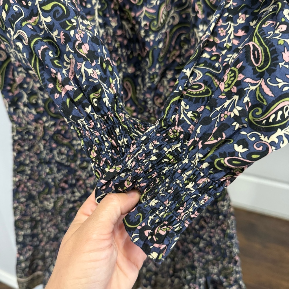 Veronica Beard Karlina Dress Paisley Flouncy Mini Dress in Navy Print Size 2 - Picture 6 of 9